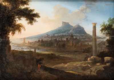 Pierre Antoine Patel (1648-1707) – A City on the Seashore – Oil on Panel. Pierre Antoine Patel 