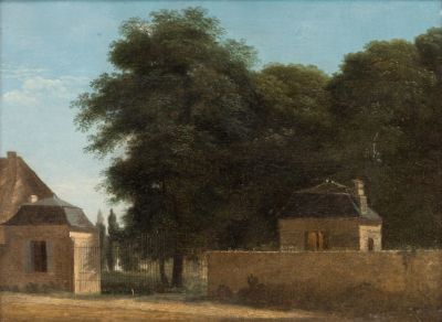 Jean Victor Bertin (1767-1842) – The Entrance to the Park at Saint-Cloud – Oil on Paper Mounted 