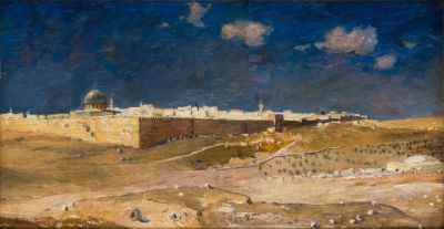 Henry John Sylvester Stannard (1870-1951) – Panorama of Jerusalem – Oil on Panel. Henry John 