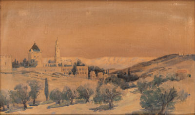 Philippa Anna Frederica Stephenson (active 1896-1937) – Mount Zion – Watercolor on Board. Philipp 