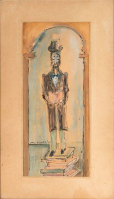 Max Weber (1881-1961) – A Jewish Figure, 1945 – India Ink and Watercolor on Paper. Max Weber 