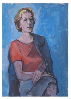 Jakob Eisenscher (1896-1980) – Female Portrait – Acrylic on Paper. Jakob Eisenscher (1896-1980) 