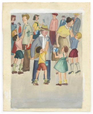 Collection of Drawings – Binah Gvirtz (1913-2008). 36 drawings and sketches – watercolor, ink 