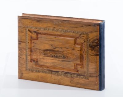Album in Olivewood Binding – Color Prints and Pressed Flowers from the Holy Land – Large Format. 