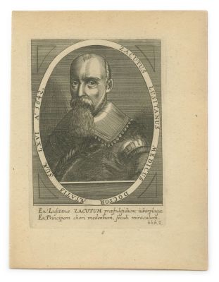 Jewish Physician Abraham Zacuto – Engraved Portrait – 1652. The description and condition report 