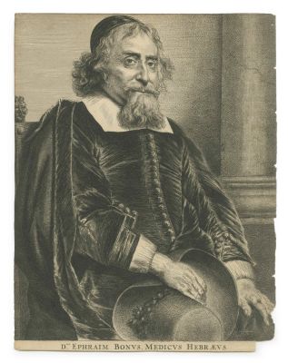 Jewish Physician Ephraim Bueno – Engraved Portrait by Jan Lievens – Amsterdam, 17th Century. The 