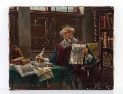 Lajos Kolozsvary (1871-1937 – An Old Man – Oil on Canvas. The description and condition report 