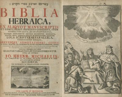 Bible, with Latin Translation – Biblia Hebraica – Halle, 1720 – Engraved Frontispiece. The 