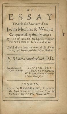 An Essay Towards the Recovery of the Jewish Measures and Weights – London, 1686. The description 