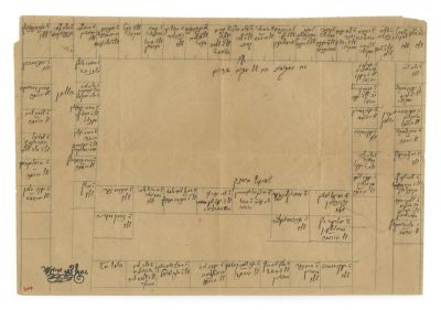 Seat Plan of the Safed Synagogue – Ca. 1890. The description and condition report appear below 