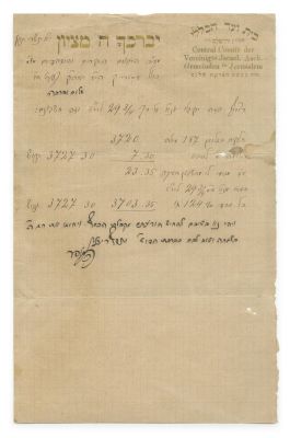Letter Handwritten and Signed by Rabbi Yosef Rivlin, One of the Builders of Jerusalem – 1889 – 