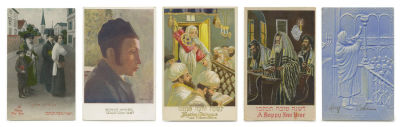 Large, High-Quality Collection of "Shanah Tovah" Postcards Depicting Jewish Figures – Europe 