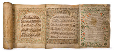 Large, Decorated Esther Scroll – Morocco, ca. 1800 – One of the Largest Known Moroccan Scrolls. L 