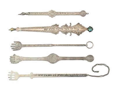 Five Silver Torah Pointers – Afghanistan, Iran, or the Vicinity. Five Torah pointers.