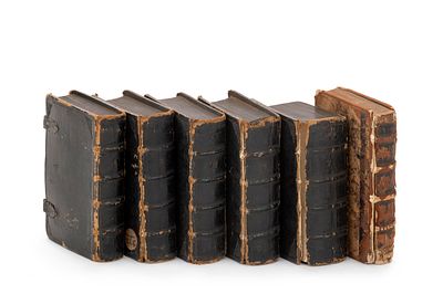 Pocket-Size Bible – Paris, 1543-1546 – Original Leather Bindings – Six of Eight Volumes