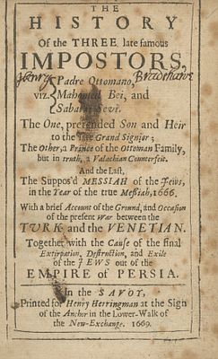 Early Work on Shabtai Tzvi – Printed in His Lifetime – London, 1669 – First English