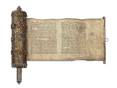 Esther Scroll in Fine Filigree Silver Case – Eastern Europe, 19th Century. Esther scroll housed 
