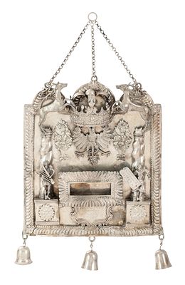 Rare, Unique Silver Torah Shield – Germany, ca. 1720 – Figures of Moses and King David. Torah 