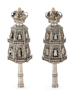 Pair of Silver Torah Finials – Amsterdam, 18th Century – Reyndert Ringnalda. Pair of Torah 