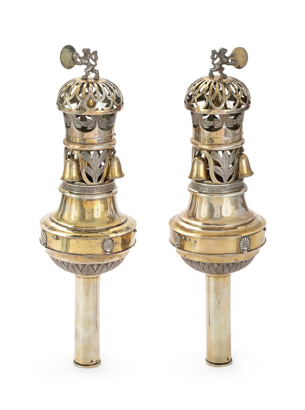 Pair of Silver Torah Finials – Carl Friedrich Sch&ouml;nberg – Nuremberg, Ca. 1830-1840. Pair of 
