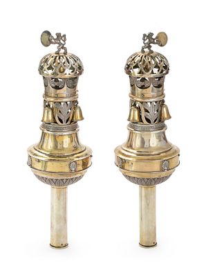 Pair of Silver Torah Finials – Carl Friedrich Schönberg – Nuremberg, Ca. 1830-1840. Pair of 