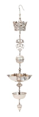 Hanging Silver Sabbath Lamp by Abraham Lopes de Oliveyra, the First Jewish Silversmith in 