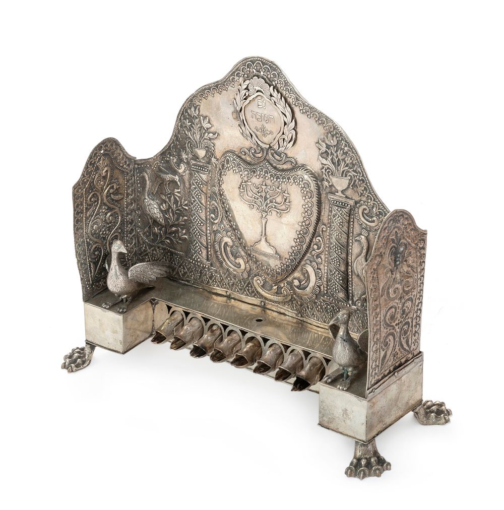Unique Silver Hanukkah Lamp – Eastern Europe, 18th/19th Century. Hanukkah lamp. [Eastern Europe 