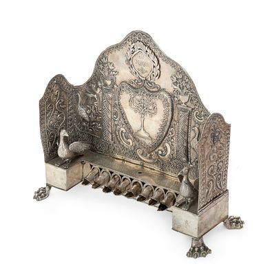 Unique Silver Hanukkah Lamp – Eastern Europe, 18th/19th Century. Hanukkah lamp. [Eastern Europe 