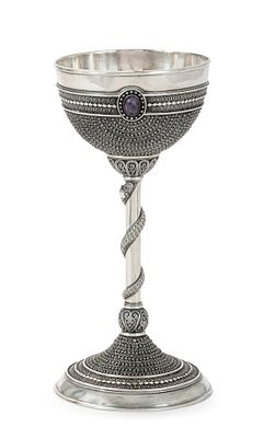 Silver Cup by "Bezalel", Set with Gemstones – Jerusalem, Ca. 1920. Cup produced in the "Bezalel" 