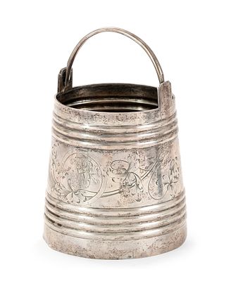 Silver Ice Bucket with Hebrew Wedding Dedication – Russia, Probably Moscow, 1908 – Frankel and 
