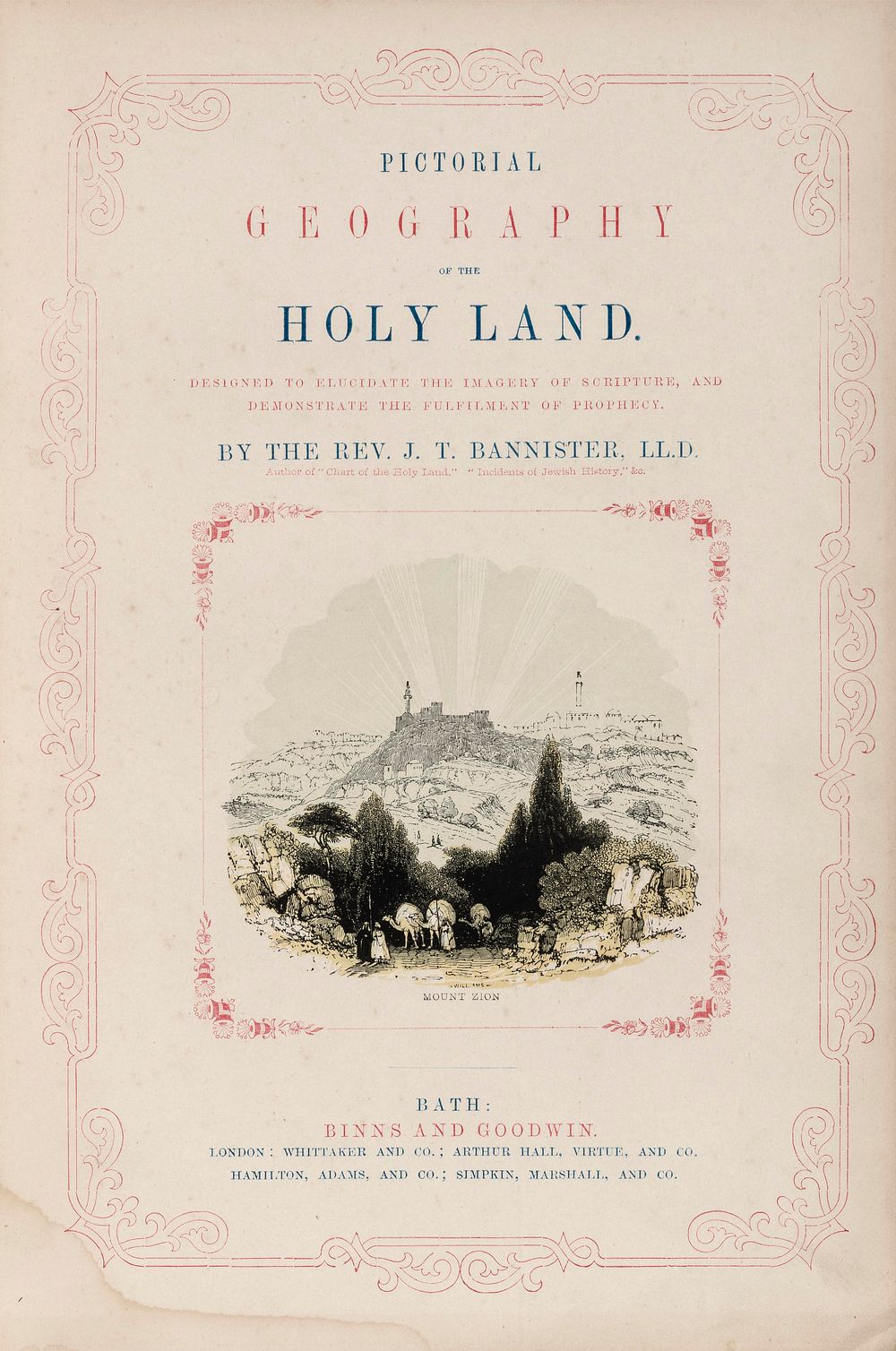 Pictorial Geography of the Holy Land – Bath, 1851 – Engravings. Pictorial Geography of the Holy 