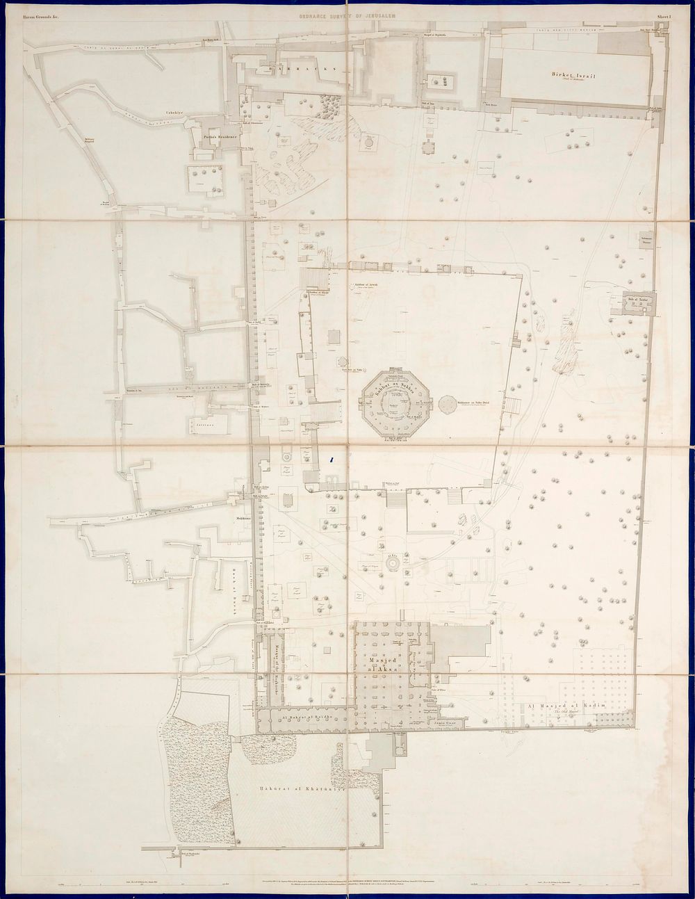 Plan of the Temple Mount – Large-Scale Architectural Sketch from the First British "Ordnance 