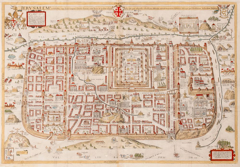 Hand-Colored Map of Jerusalem – Christian van Adrichem – Cologne, Ca. 1584. Ierusalem, et 