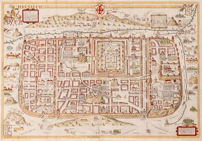 Hand-Colored Map of Jerusalem – Christian van Adrichem – Cologne, Ca. 1584. Ierusalem, et 