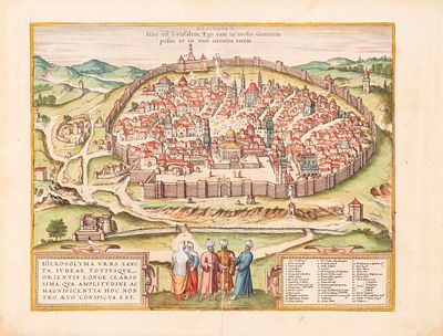 Hand-Colored Map of Jerusalem – Cologne, 1575 – From the First Latin Edition of Civitates Orbis 