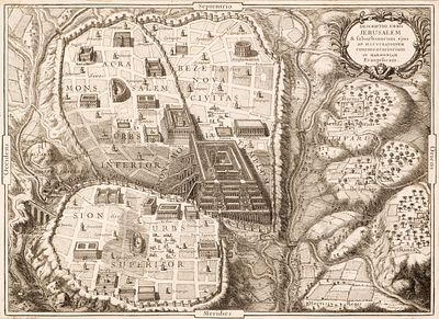 Map of Jerusalem – Bernard Lamy – Paris, Late 17th or Early 18th Century. Descriptio urbis 
