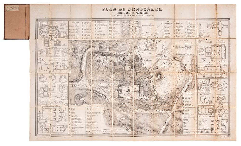 Map of Jerusalem – Ermete Pierotti – Paris, 19th Century. Plan de Jérusalem Ancienne et Moderne 