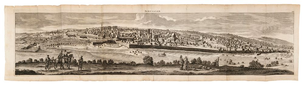 Large Panorama of Jerusalem – Cornelis de Bruyn – The Netherlands, 1698. Ierusalem – Panoramic 