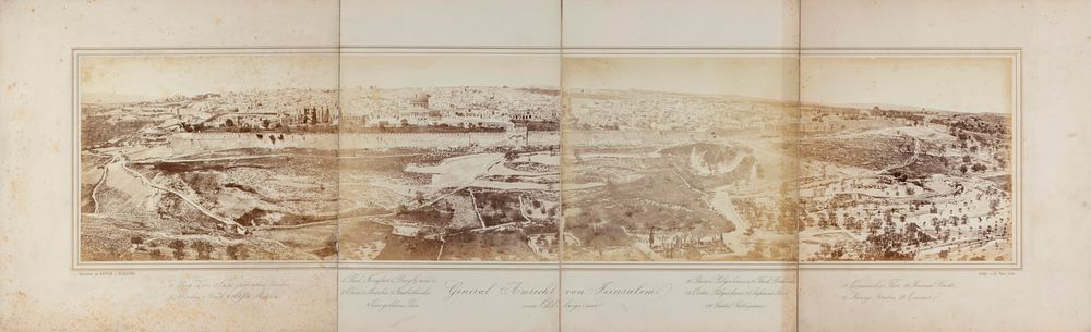 Panoramic Photograph of Jerusalem from the Mount of Olives – Christian Paier – Cairo, ca. 1860. " 