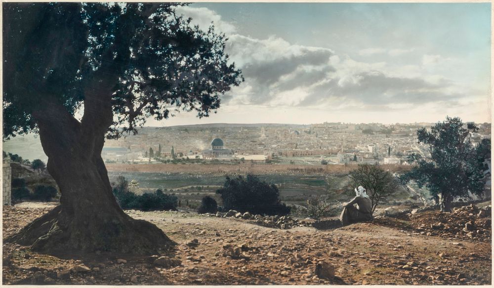 Two Panoramic Photographs of Jerusalem – American Colony Photographers – Hand-Painted Photograph. 