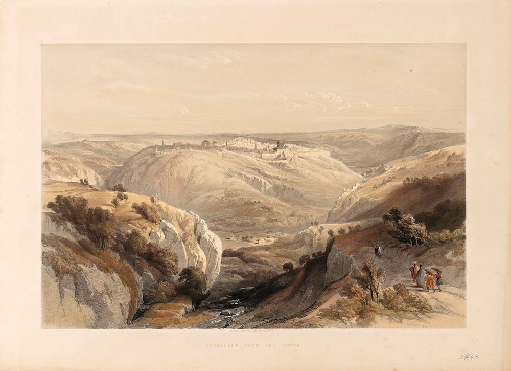 David Roberts – Assortment of Color Lithographs – London, 1842-1845 – Sites in Jerusalem. Eleven 