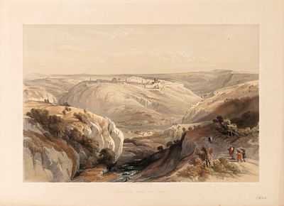 David Roberts – Assortment of Color Lithographs – London, 1842-1845 – Sites in Jerusalem. Eleven 