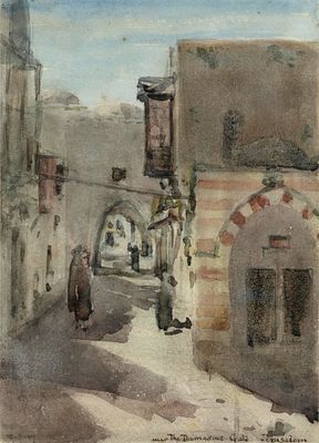 Henry Boddington (1849-1925) – Three Watercolors of the Streets of Jerusalem. Three 
