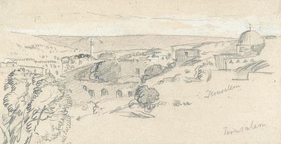 Attributed to Hercules Brabazon (1821–1906) – Views and Sites in Jerusalem – Four Pencil 