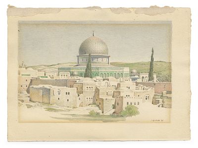 Shmuel Charuvi (1897-1965) – Views of Jerusalem – Three Small Works on Paper. Three works by 