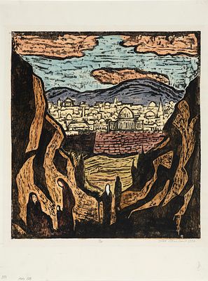 Jacob Steinhardt (1887-1968) – Collection of Woodcuts of Jerusalem. Collection of over 20 
