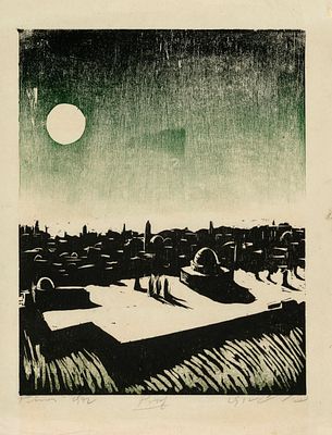 Jacob Pins (1917-2005) – Large Collection of Woodcuts Depicting Jerusalem. Large collection 