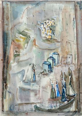 Joseph Kossonogi (1908-1981) – Jerusalem – Watercolor and Ink on Paper. Jerusalem.
Watercolor 