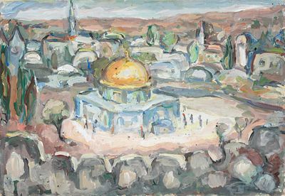 Large Collection of Drawings and Paintings Depicting Jerusalem – Various Israeli Artists, 20th 