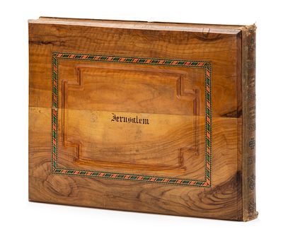 Large Album in Olive Wood Binding – Bonfils Photographs / Pressed Flowers from the Holy Land – 